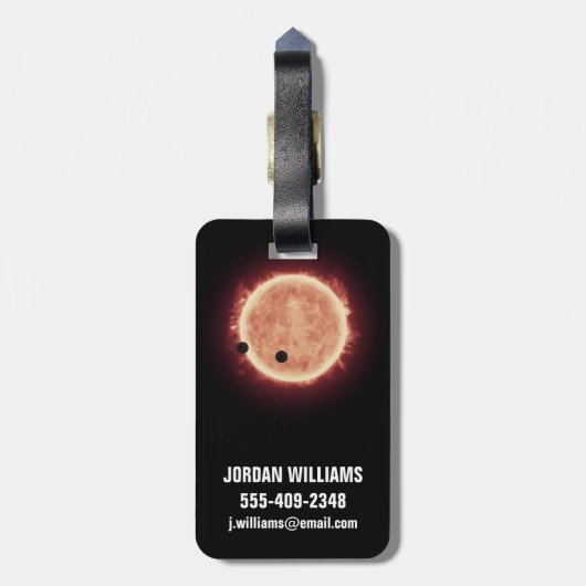 Planeten die de rode dwergster in Trappist-1 overs Bagagelabel (Achterkant verticaal)