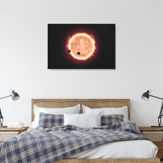 Planeten die de rode dwergster in Trappist-1 overs Canvas Afdruk (Insitu (Slaapkamer))