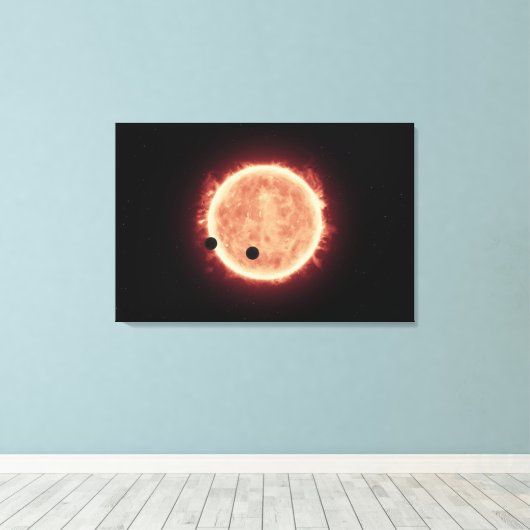 Planeten die de rode dwergster in Trappist-1 overs Canvas Afdruk (Insitu (Houten vloer))
