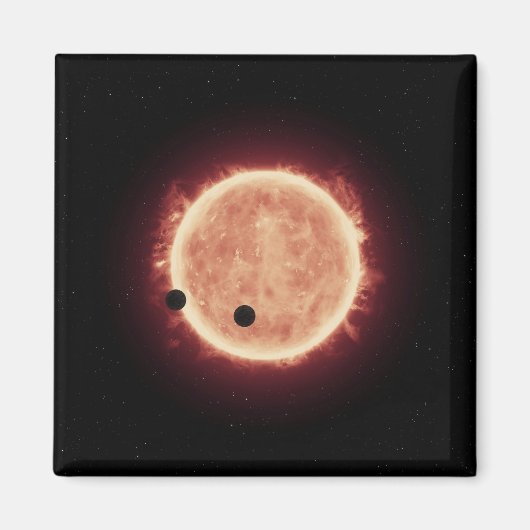 Planeten die de rode dwergster in Trappist-1 overs Magneet (Voorkant)