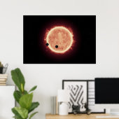 Planeten die de rode dwergster in Trappist-1 overs Poster (Thuiskantoor)