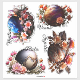 Planeten en bloemen Vinyl Stickers aanpassen