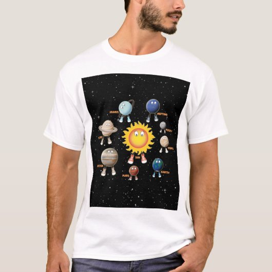 Planeten en het zonnestelsel t-shirt (Voorkant)
