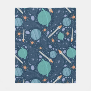Planeten en raketten melkweg fleece deken