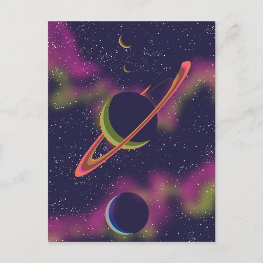 Planeten en sterren briefkaart (Voorkant)