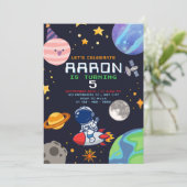 Planeten en sterren verjaardagsfeestje kaart (Staand voorkant)