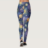 Planeten en sterrenbeelden naadloos patroon leggings (Achterkant)