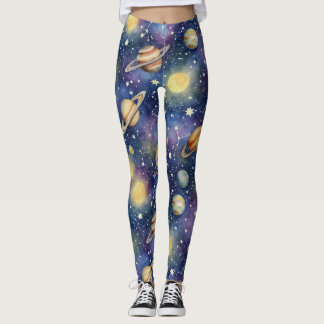 Planeten en sterrenbeelden naadloos patroon leggings