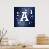 Planeten en uniek Space Baby Name Monogram Poster (Keuken)