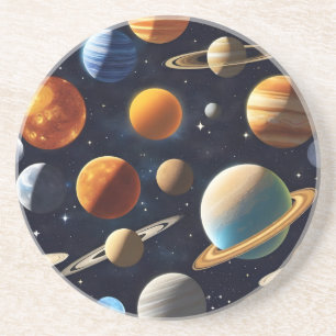 Planeten in de Ruimte 2 Zandsteen Onderzetter