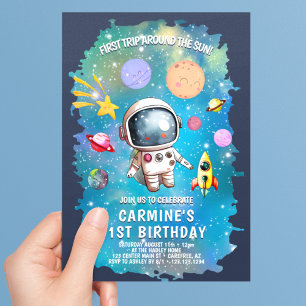 Planeten in de Ruimte Eerste Reis 1e Verjaardag Kaart