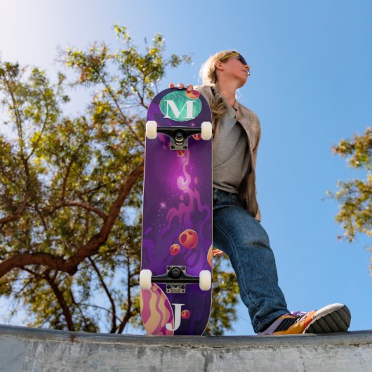 Planeten in de ruimte gepersonaliseerde skateboard (Buiten 1)