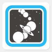 Planeten in de ruimte vierkante sticker (Voorkant)