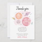 Planeten Melkweg Meisje Roze Dank Je van de Ruimte Kaart (Voorkant)