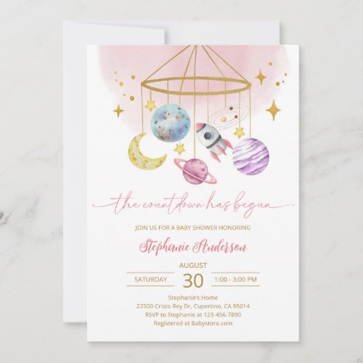Planeten Outer Space Baby Shower Kaart (Voorkant)