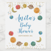 Planeten Outer Space Baby Shower Wijnetiket Wijn Etiket (Enkel label)