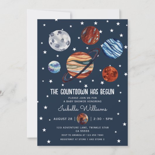 Planeten Outer Space Jongens Baby Shower Kaart (Voorkant)