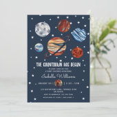 Planeten Outer Space Jongens Baby Shower Kaart (Staand voorkant)
