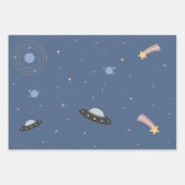 Planeten & raket, buitenruimte inpakpapier vel (Voorkant 3)