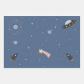 Planeten & raket, buitenruimte inpakpapier vel (Voorkant 2)