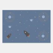 Planeten & raket, buitenruimte inpakpapier vel (Voorkant)