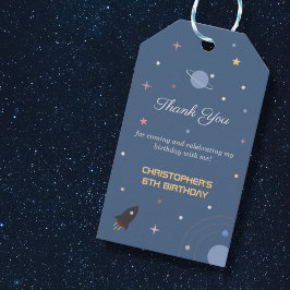 Planeten & Raket, Ruimte Bedankkaartje Cadeaulabel