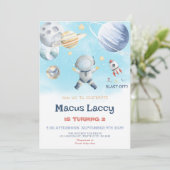 Planeten Raket Schip - Buitenruimte Verjaardag Kaart (Staand voorkant)