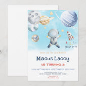 Planeten Raket Schip - Buitenruimte Verjaardag Kaart (Voorkant / Achterkant)