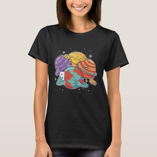 Planeten selfie ruimte foto t-shirt (Voorkant)