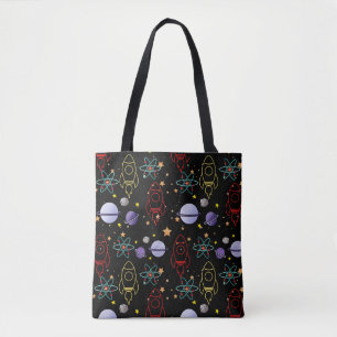 Planeten, sterren en raketschepen tote bag