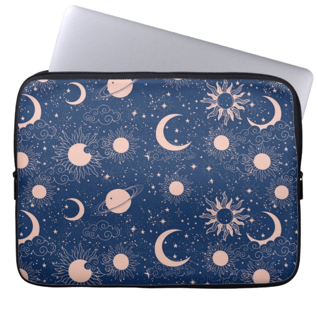 Planeten & Sterren Patroon Laptop Sleeve (Voorkant)