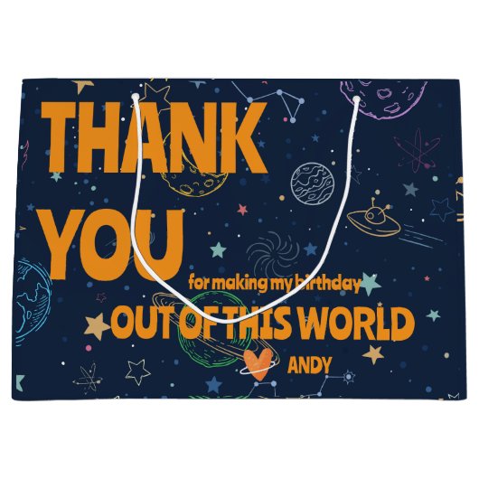 Planeten & Sterren Verjaardagsfeest Favoriet Dank  Groot Cadeauzakje (Voorkant)