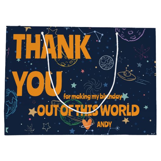 Planeten & Sterren Verjaardagsfeest Favoriet Dank  Groot Cadeauzakje (Achterkant)