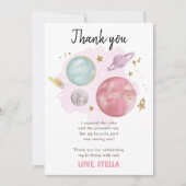 Planeten Sterrenstelsel Meisje Roze Dank Je Kaart (Voorkant)