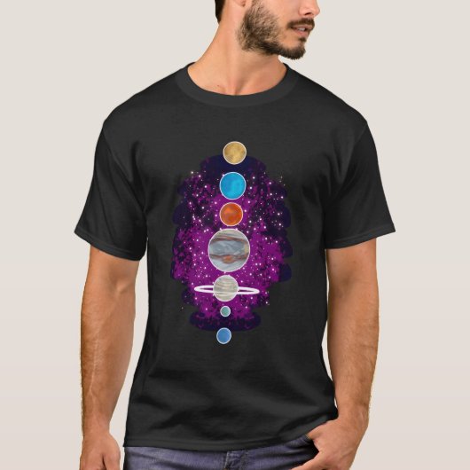 Planeten Uitlijnen Hemelse Lichamen Galaxy Space T-shirt (Voorkant)