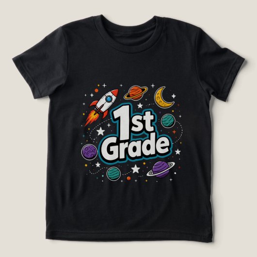 Planeten van 1e klas ruimte raket Tri-Blend shirt (Design voorkant)