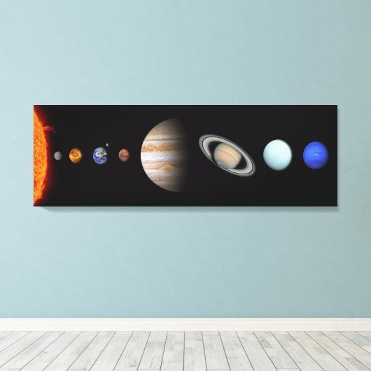 PLANETEN VAN HET ZONNESTELSEL Custom Canvas Print (Insitu (Houten vloer))