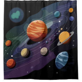 Planeten van het zonnestelsel douchegordijn