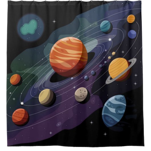 Planeten van het zonnestelsel douchegordijn (Voorkant)