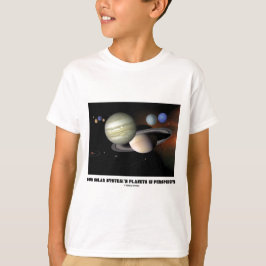 Planeten van ons zonnestelsel in perspectief t-shirt