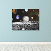 Planeten van zonnestelsel in de ruimte canvas afdruk (Insitu (Houten vloer))