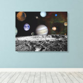 Planeten van zonnestelsel in de ruimte canvas afdruk (Insitu (Houten vloer))