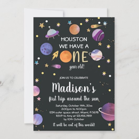 Planeten Verjaardag Uitnodiging (Voorkant)