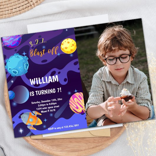 Planeten Verjaardag Uitnodiging met Foto