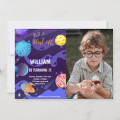 Planeten Verjaardag Uitnodiging met Foto (Voorkant)