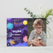 Planeten Verjaardag Uitnodiging met Foto (Staand voorkant)