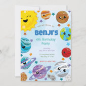 Planeten Verjaardagsfeestuitnodiging Feestdagenkaart (Voorkant)