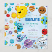 Planeten Verjaardagsfeestuitnodiging Kaart (Voorkant / Achterkant)