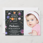 Planeten verjaardagsuitnodigingen met foto kaart (Voorkant)