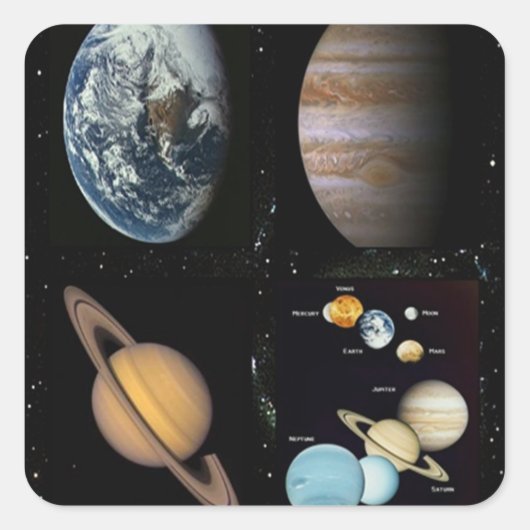 planeten vierkante sticker (Voorkant)